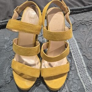 Charlotte Russe Mustard Suede Strappy Sandals